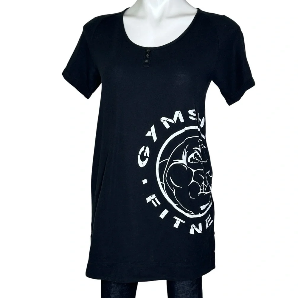 Gymshark black legacy fitness longline tee XS